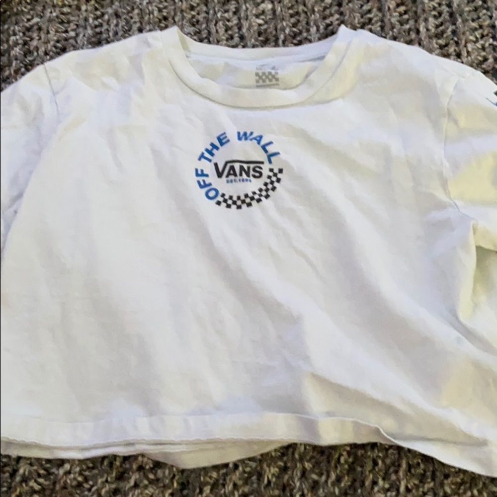 White vans crop top , blue details
